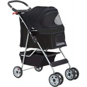 BestPet Folding Pet Stroller, Black, 39"H