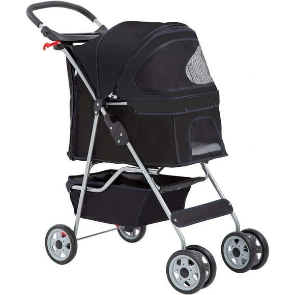 BestPet Folding Pet Stroller, Black, 39"H