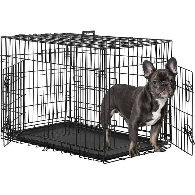 BestPet Large Dog Crate, Metal Wire, Double Door, Folding, Plastic Tray