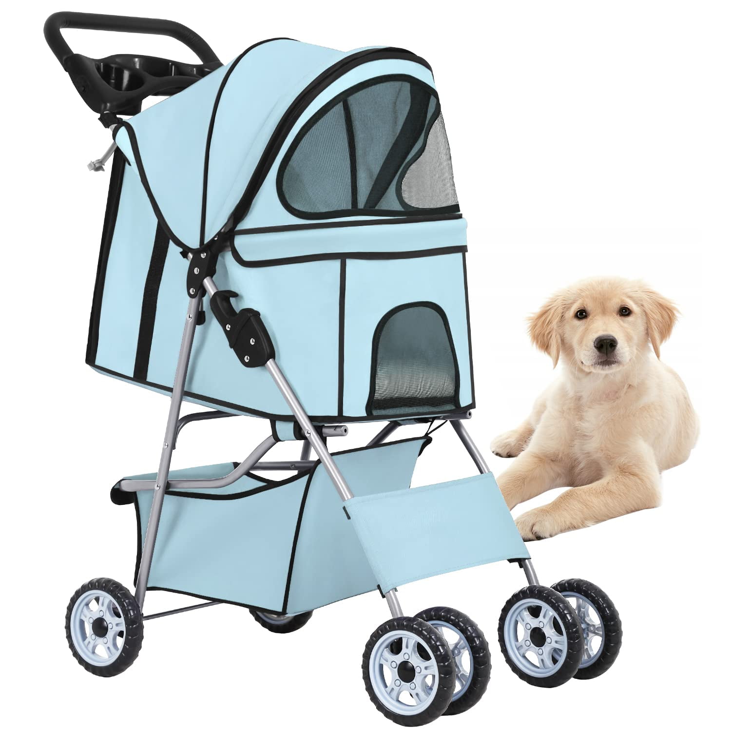 BestPet Pet Stroller Cat Dog Cage Stroller Travel Folding Carrier,Light
