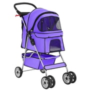 BestPet Pet Stroller Cat Dog Cage Stroller Travel Folding Carrier, Purple, 4 Wheels