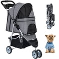 thumbnail image 1 of BestPet Pet Stroller Dog Cat Jogger Stroller Folding with Cup Holder, Grey, 3 Wheels, Mesh+Linen, 1 of 7