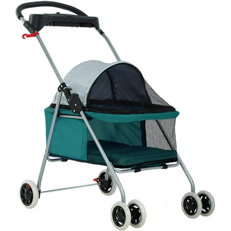 BestPet Pet Stroller with Cup Holder, 4 Wheels, Posh Folding, Waterproof, Portable