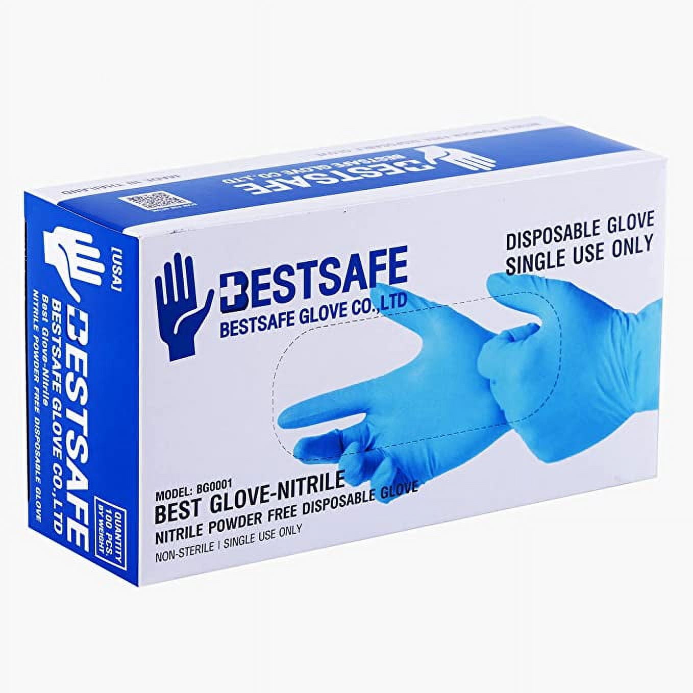 BestSafe Blue Nitrile Disposable Gloves Powder Free 4 Mil Non