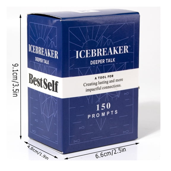 BestSelf Icebreaker Deeper Talk Conversation Starter Cards, 150 Thoughtful Ice Breaker Prompt Card Deck, Interactive Discussion Game for Friends, Groups, Parties & New Connections