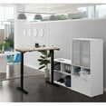 thumbnail image 1 of Bestar 160886-3817 i3 Plus Height Adjustable L-Desk with Frosted Glass Door Hutch, Northern Maple & White, 1 of 9