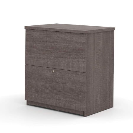 Bestar 2 Drawer Lateral Wood Lockable FileCabinet, Gray