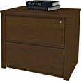 thumbnail image 1 of Bestar 2 Drawer Lateral Wood Lockable Filing Cabinet, Brown, 1 of 2