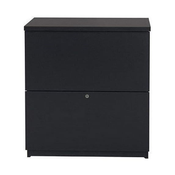 Bestar 2 Drawer Lateral Wood Lockable Filing Cabinet, Nickel