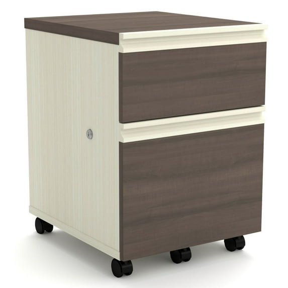Bestar 2 Drawer Vertical Wood Lockable File Cabinet - White and Antigua