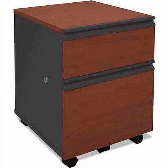 Bestar 2 Drawers Vertical Wood Composite Lockable Filing Cabinet, Red