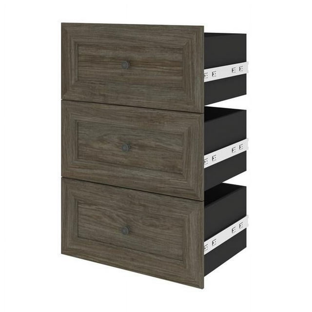 Bestar 40170-000035 Versatile 3 Drawer Set for 25 in. Shelving Unit&#44; Walnut Gray