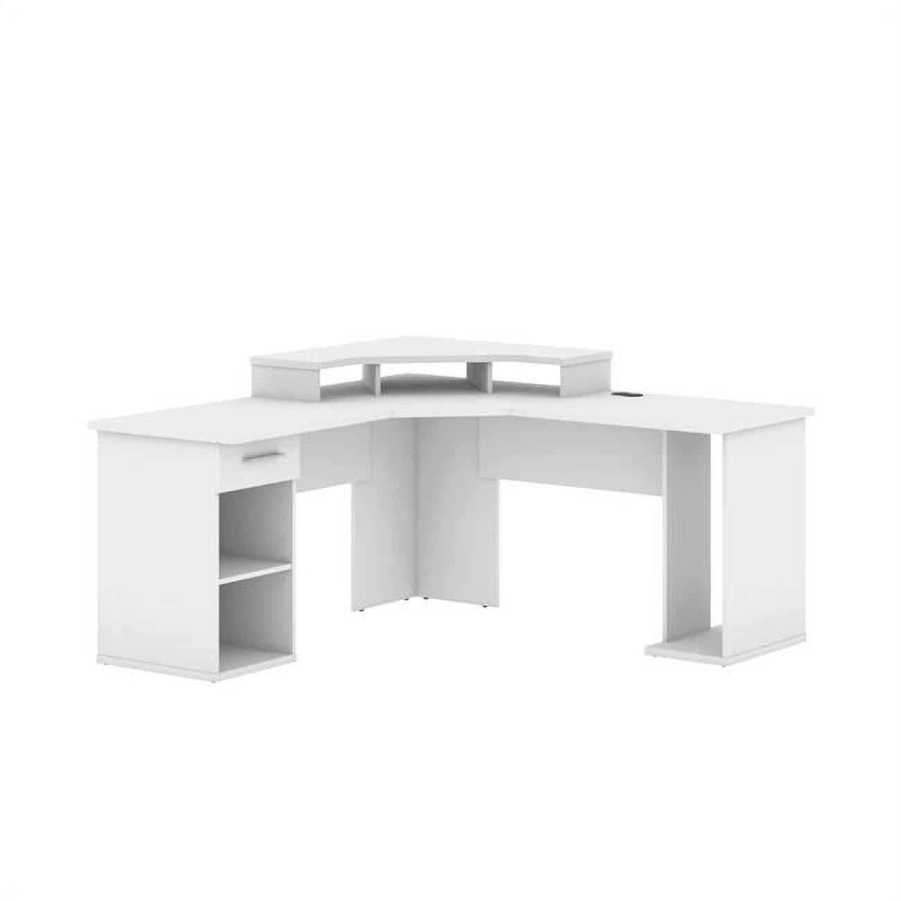 Bestar 69431000017 66 in. Hampton LShaped Corner Gaming Desk, White