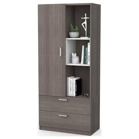 Bestar 80174-47 Cielo by 36 in. Storage Unit, Bark Gray & White