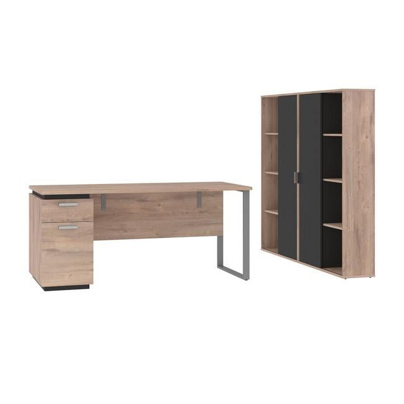 Bestar 114851-000009 Aquarius 3-Piece Computer Desk with 2 Bookcases ...