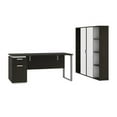 thumbnail image 1 of Bestar Aquarius 3 Piece Wooden Single Pedestal Office Set in Deep Gray and White, 1 of 4