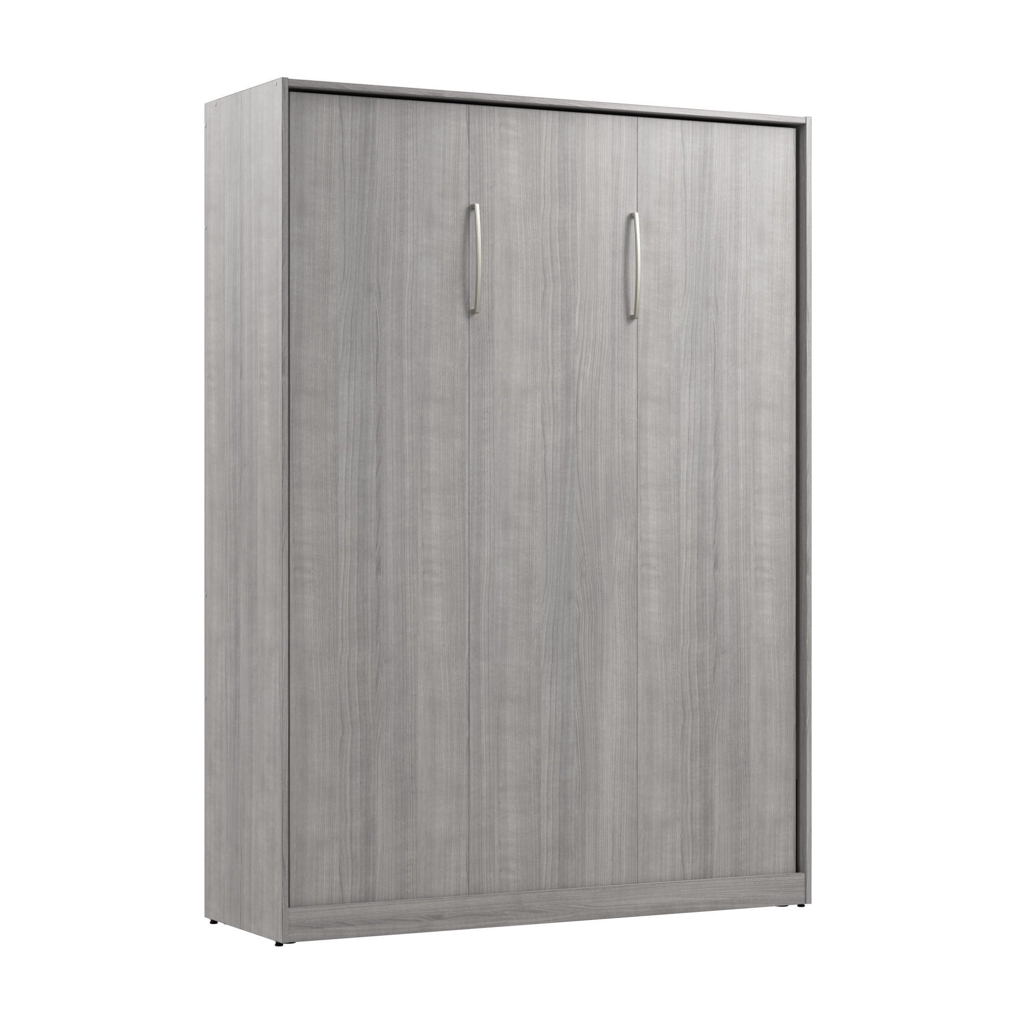 Platinum Gray Full Murphy Bed with Engineered Wood Frame and Drawer