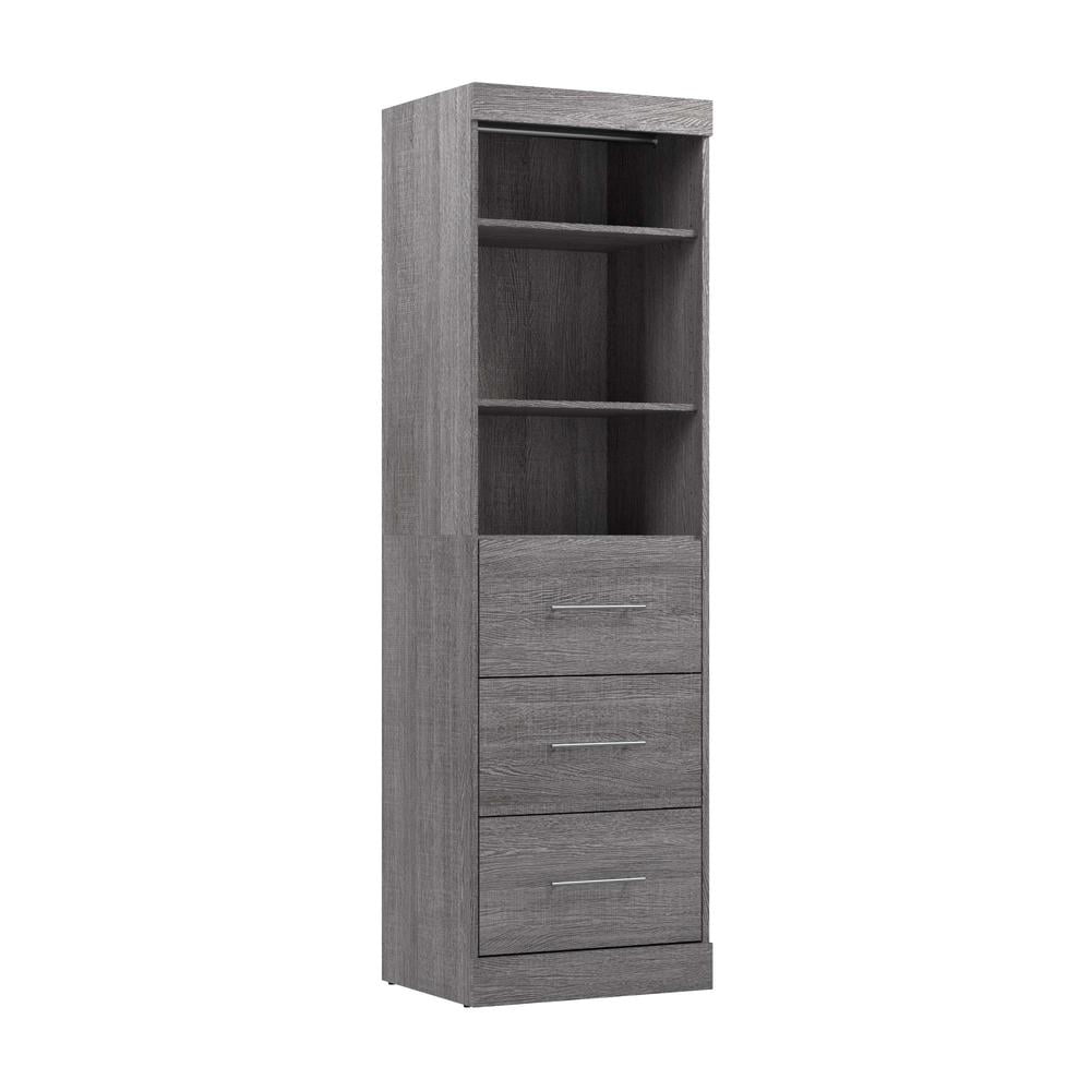 Bestar Closet Organizer with Drawers in Bark Gray