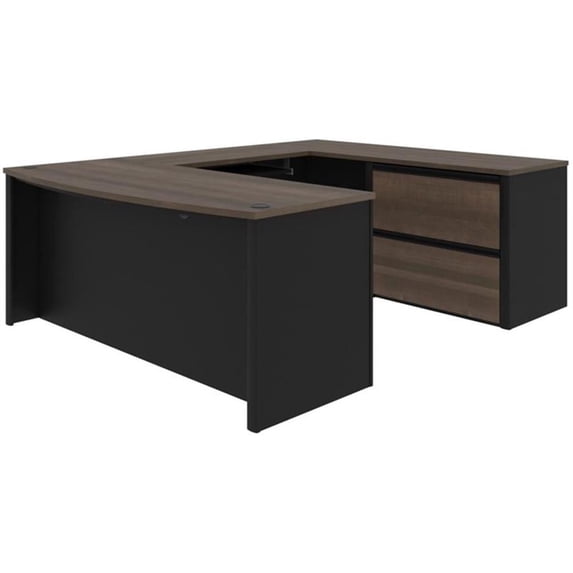 Bestar Connexion 5 Piece U Shaped Computer Desk in Antigua and Black
