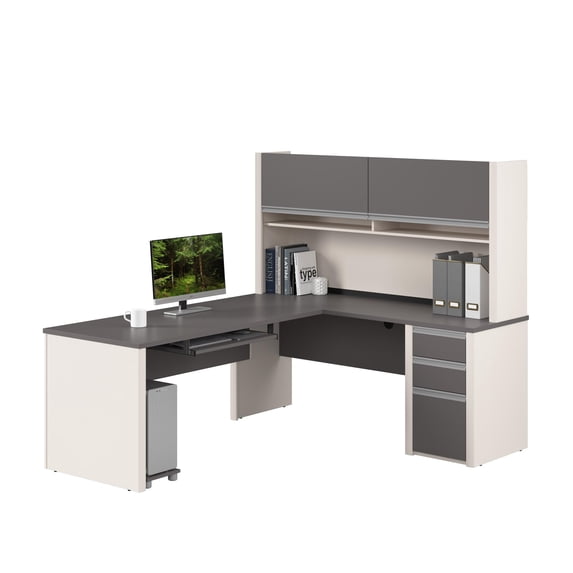 Bestar Connexion L-Shaped Workstation with Hutch, Multiple Colors