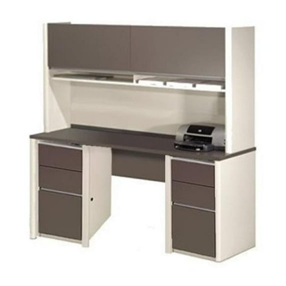 Bestar Connexion Office Credenza and Hutch with 2 Pedestals
