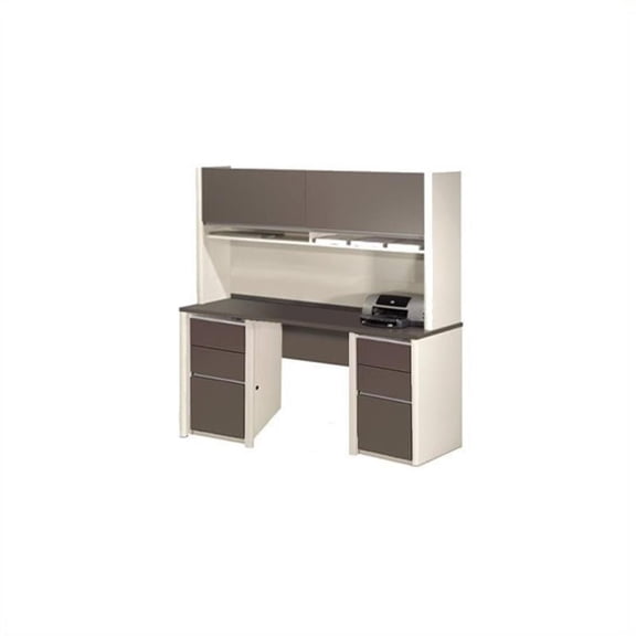 Bestar Connexion Office Credenza and Hutch with 2 Pedestals