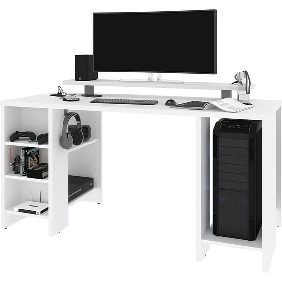 Bestar Electra 60"W Gaming Computer Desk, White