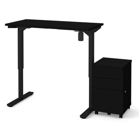 BESTAR Universel 2-Piece set including 24“ x 48“ standing desk and an assembled mobile pedestal in black
