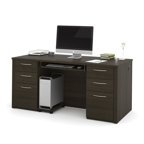 Bestar Embassy 66" Executive Desk in Dark Chocolate