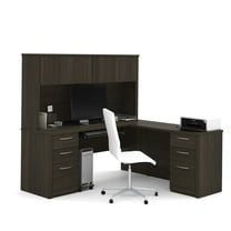 Bestar Embassy 71" L-Desk with Hutch in Dark Chocolate