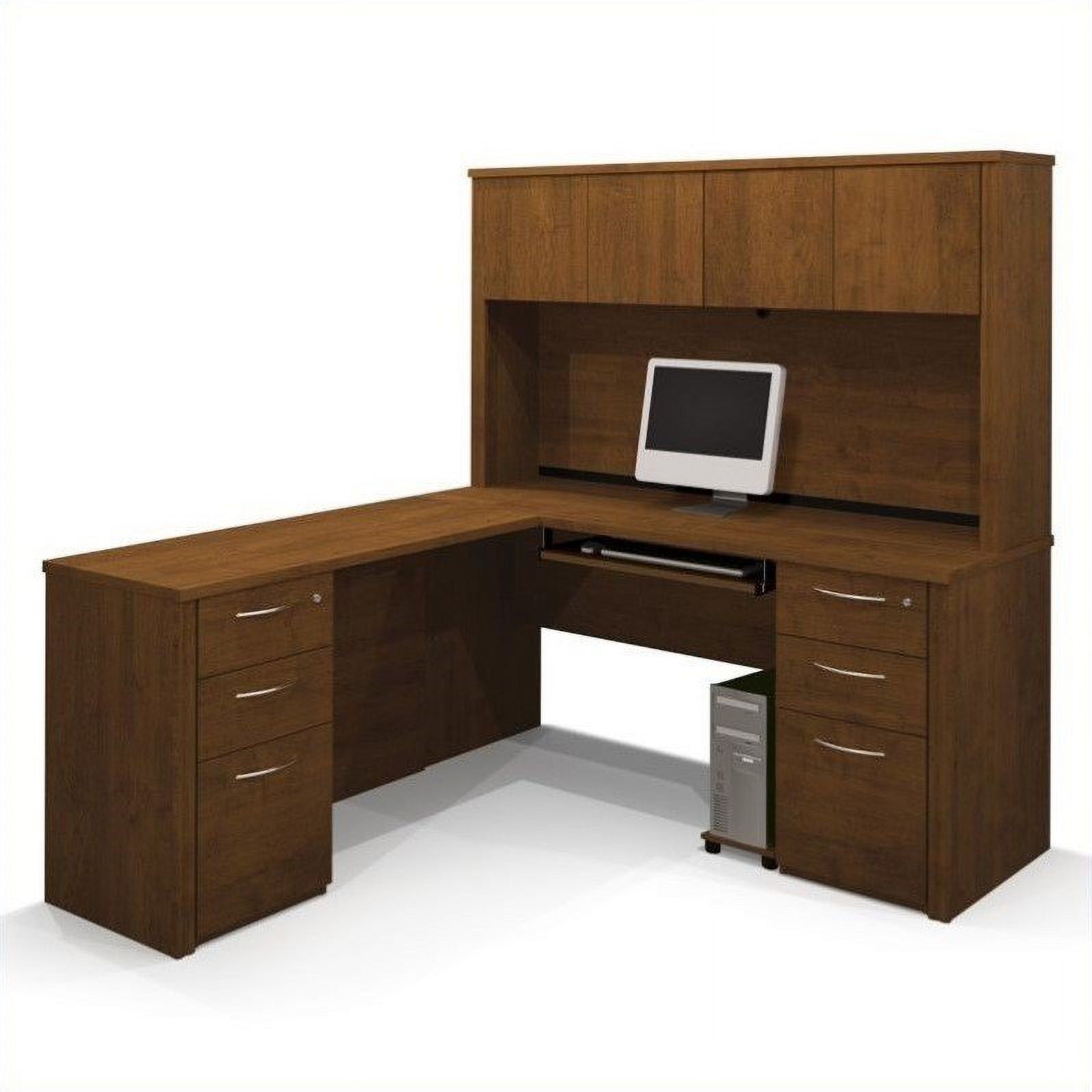 Bestar Embassy L-shaped Workstation with 2 Assembled Pedestals in Tuscany Brown - image 1 of 3