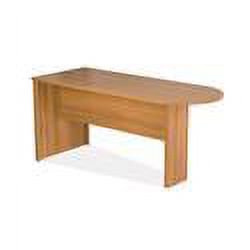 Bestar Embassy peninsula table in Cappuccino Cherry - 30.4" Height x 66" Width x 27" Length, durable 1" commercial grade work surface, Deluxe PVC edge