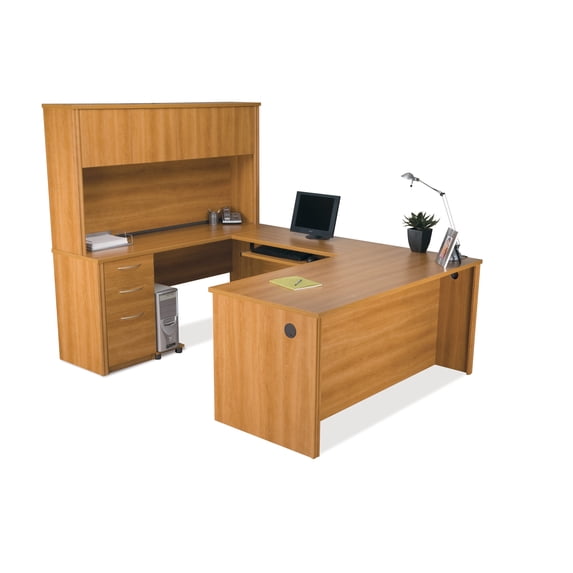 Bestar Embassy 66" U-shaped desk in Cappuccino Cherry - 66.8" Height x 66" Width x 91.7" Length, durable 1" commercial grade work surface, Impact