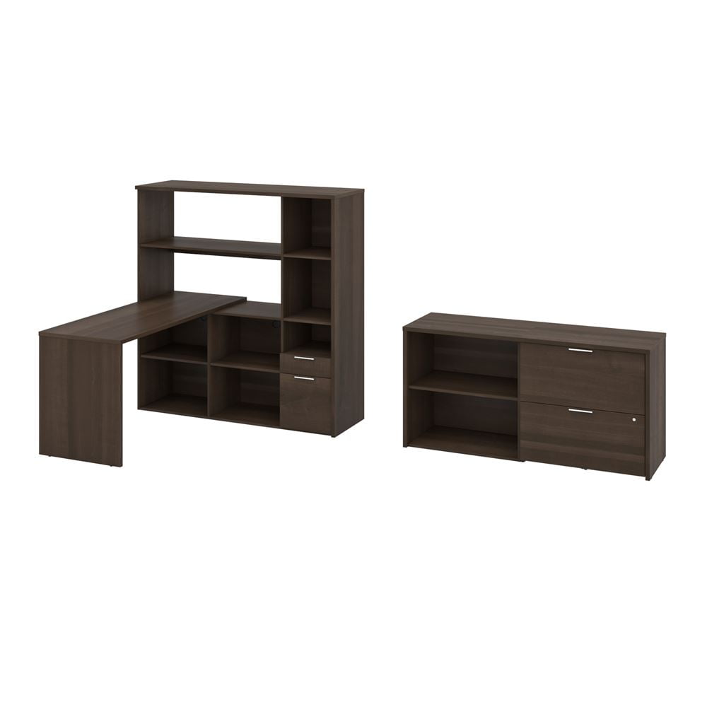 Bestar Gemma 3Piece Set Including One LShaped Desk with Hutch, One