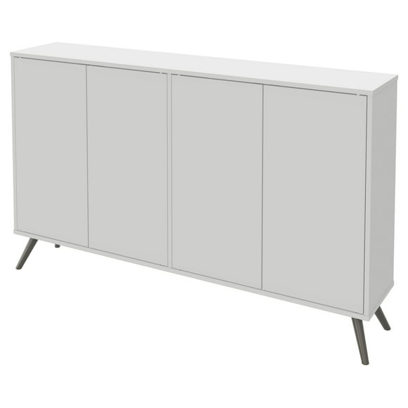 Bestar Krom 60W Narrow Storage Cabinet with Metal Legs in white