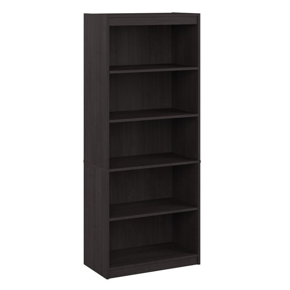 Bestar Ridgeley 5-Shelf Engineered Wood Bookcase in Charcoal Maple