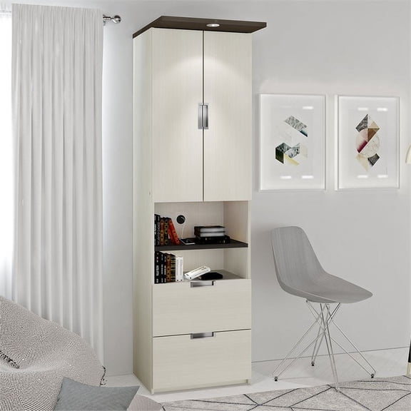 Bestar Lumina Storage Unit with Drawers & Doors in White Chocolate