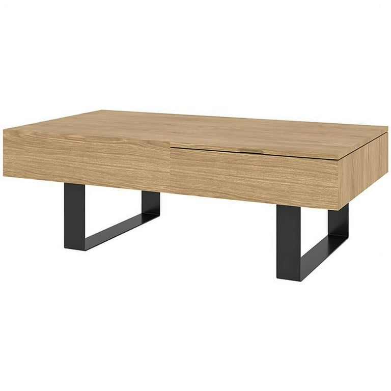 Bestar Lyra Lift Top Storage Coffee Table in Natural Oak