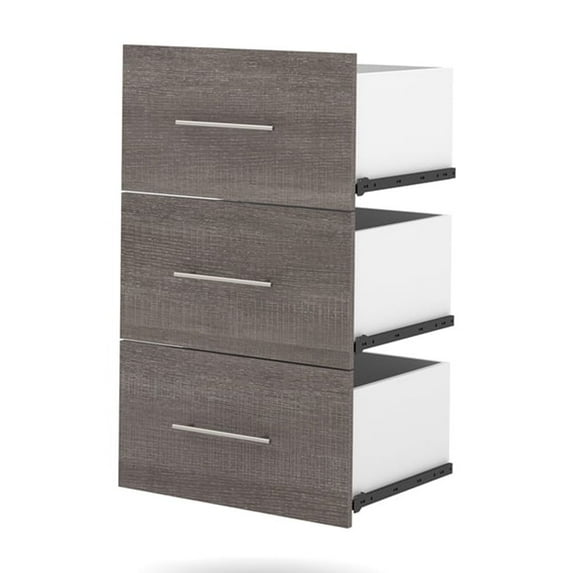 Bestar Nebula 3 Drawer Set for 25" Storage Unit in Bark Grey