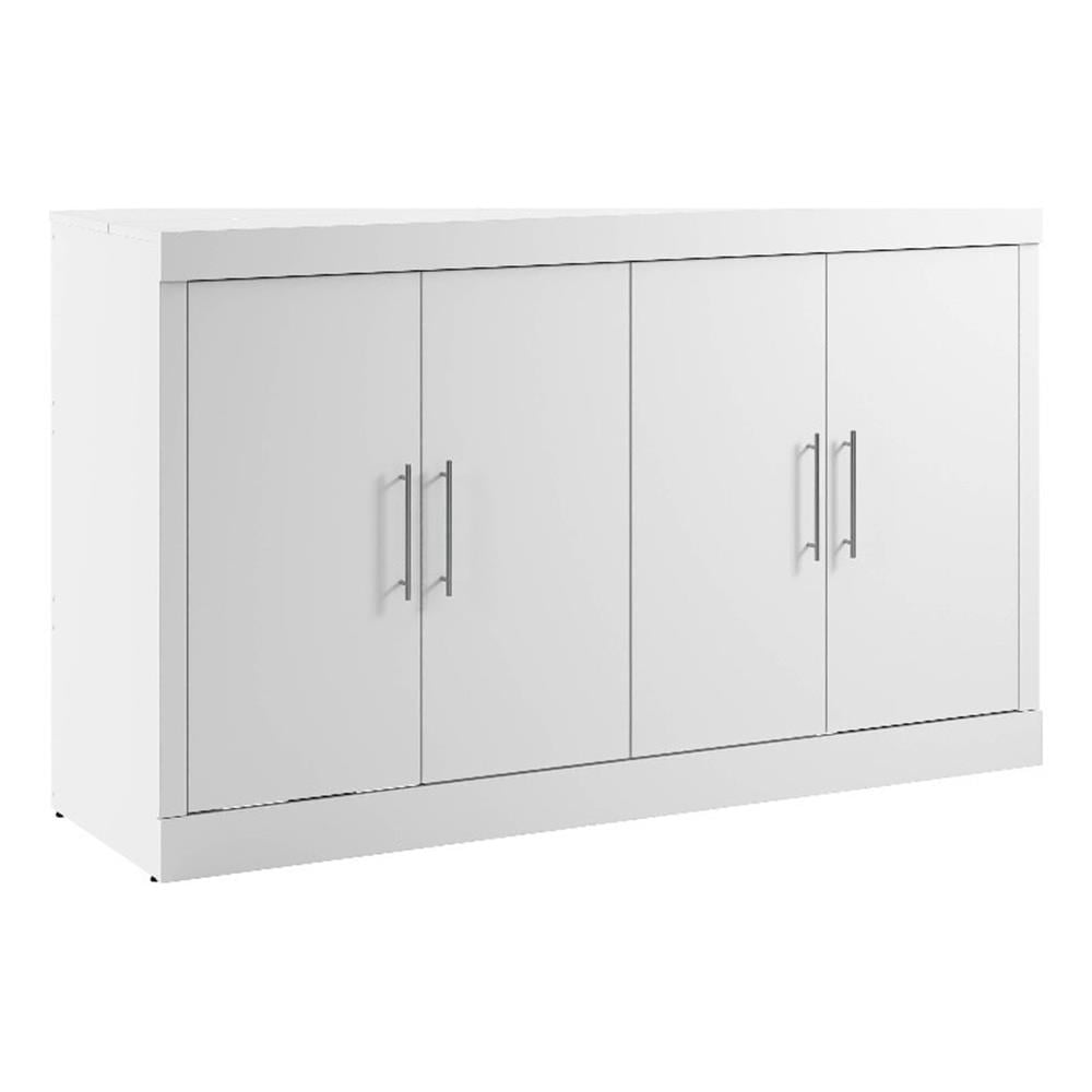 White Queen Murphy Cabinet Bed with Wood Frame