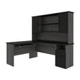 thumbnail image 1 of Bestar Norma 71W L-Shaped Desk with Hutch in black & bark gray, 1 of 6