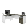 thumbnail image 1 of Bestar Norma L Shaped Computer Desk in Walnut Gray and White, 1 of 9