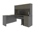 thumbnail image 1 of Bestar Prestige Plus 5 Piece L Shaped Computer Desk with Hutch in Bark Gray, 1 of 12