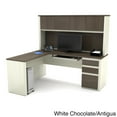 thumbnail image 1 of Bestar Prestige Plus L-Desk with Hutch in White Chocolate and Antigua, 1 of 5