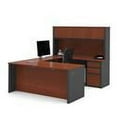 thumbnail image 1 of Bestar Prestige U-Shaped Workstation with Hutch and Dual Pedestals - Bordeaux and Graphite, 1 of 5