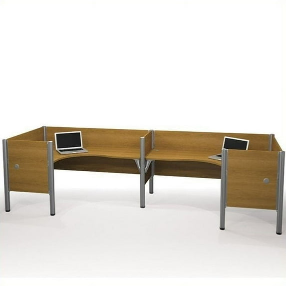 Bestar Pro-Biz Double Back to Back L-Desk in Cappuccino Cherry