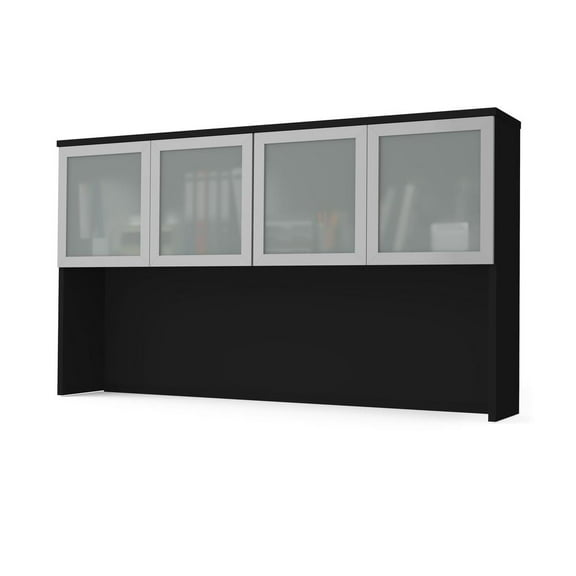 Bestar Pro-Concept Plus 72" Hutch with Frosted Glass Doors in Black