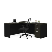 Bestar Pro Concept Plus L Desk in Deep Gray and Black