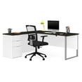 thumbnail image 1 of Bestar Pro Concept Plus L Desk with Metal Leg in White and Deep Gray, 1 of 5