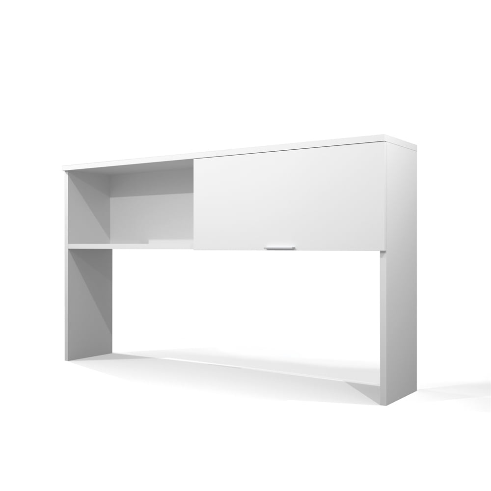 White Modern MDF Office Hutch with Sliding Door